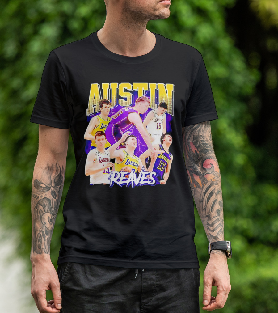 Austin Reaves Lakers Basketball Dynamic Action Collage T-Shirt