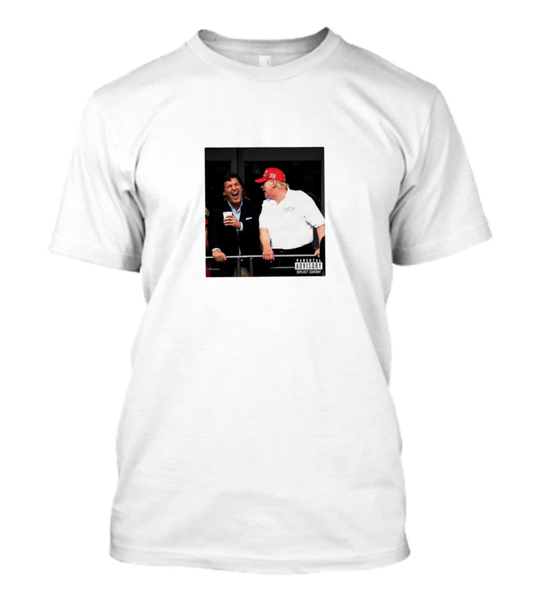 Tucker Carlson And Trump Parental Advisory Explicit Content T-Shirt