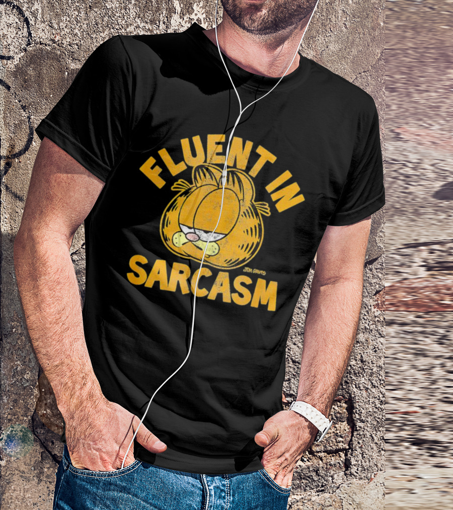 Garfield Fluent In Sarcasm Jim Davis Iconic Cat Image T-Shirt