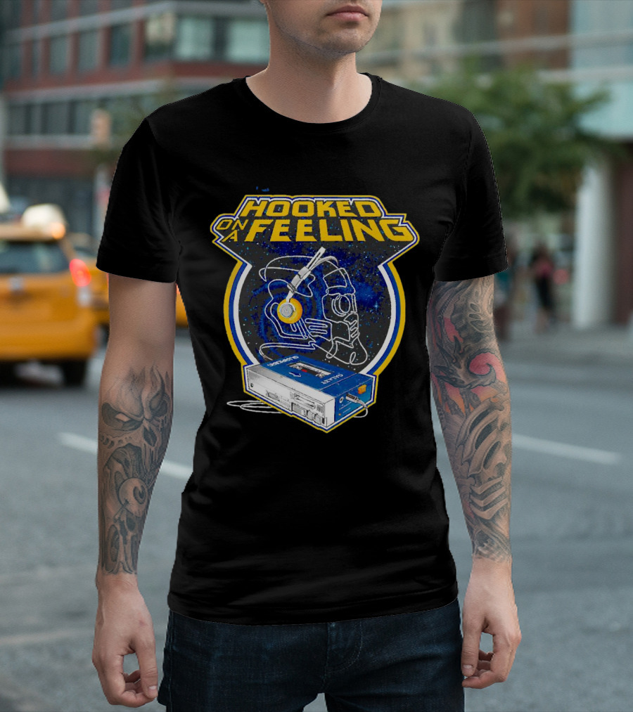 Hooked on a Feeling Cassette Tape and Headphones Space T-Shirt