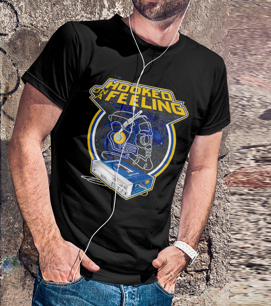 Hooked On A Feeling Cassette Tape And Headphones Space T-Shirt