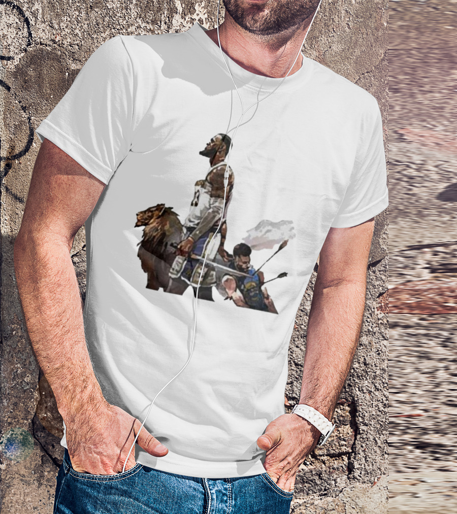 Lebron James Riding Lion Defeats Stephen Curry In Warrior Duel T-Shirt