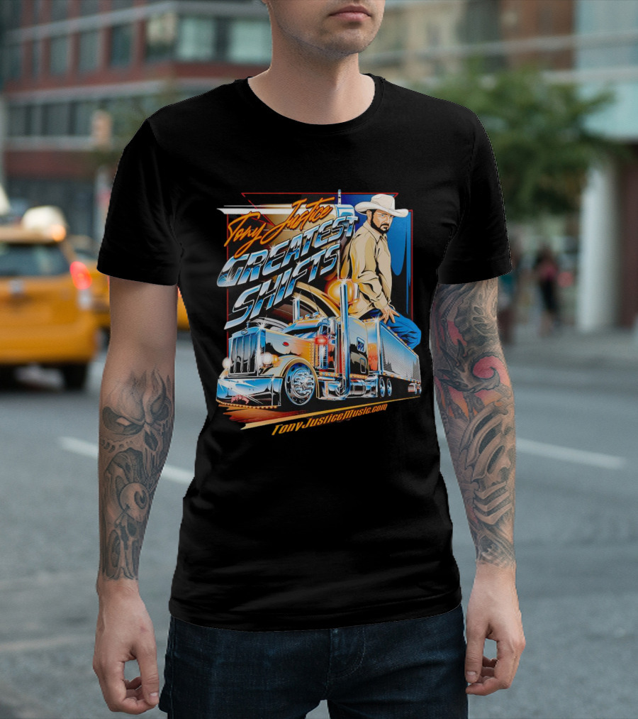 Tony Justice Music Greatest Shifts Trucking Art Cowboy T-Shirt