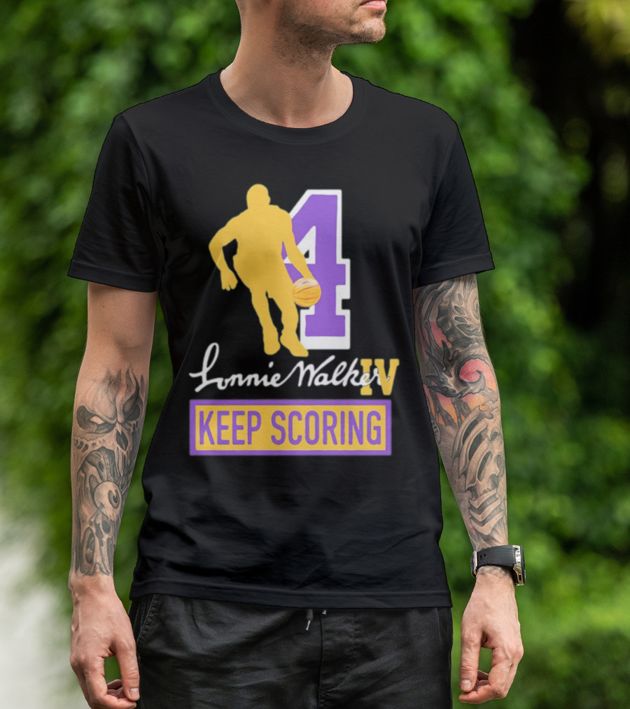 Lonnie Walker IV Keep Scoring Basketball Number 4 T-Shirt