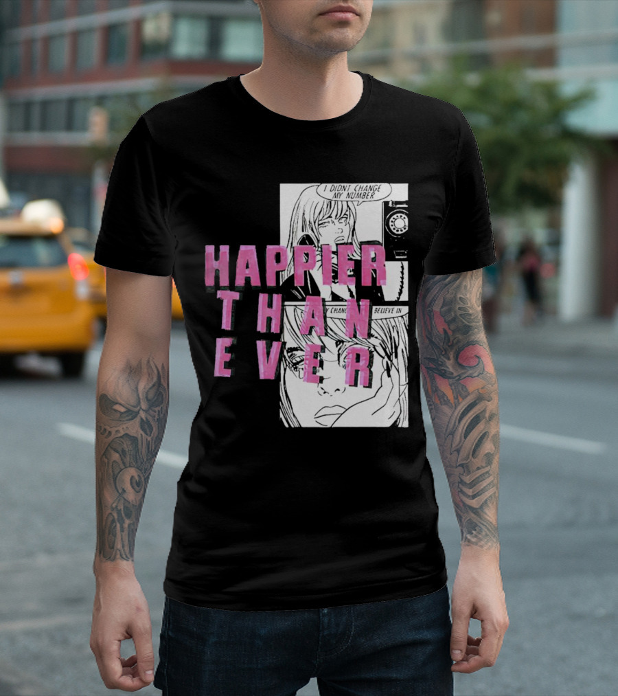 Happier Than Ever Didn't Change My Number Billie Eilish Comic T-Shirt