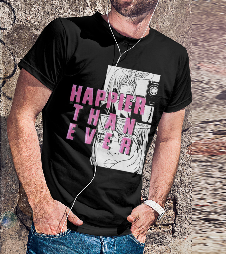 Happier Than Ever Didn't Change My Number Billie Eilish Comic T-Shirt