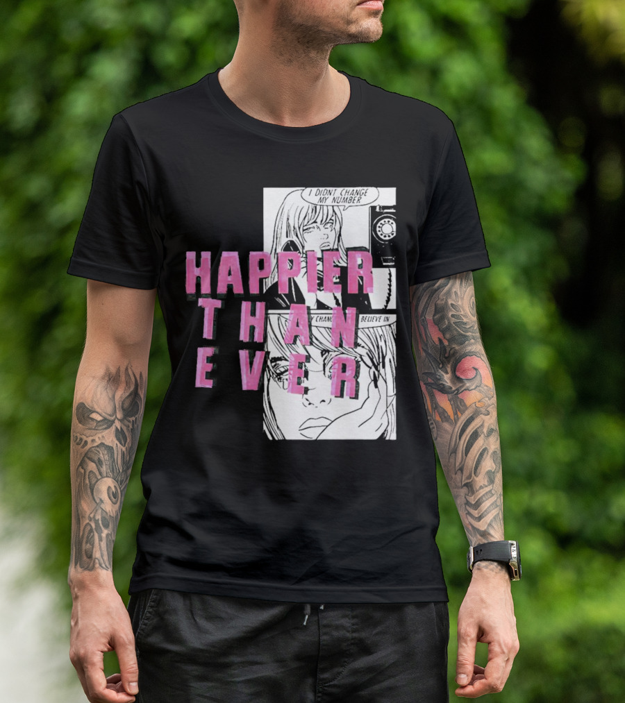 Happier Than Ever Didn't Change My Number Billie Eilish Comic T-Shirt