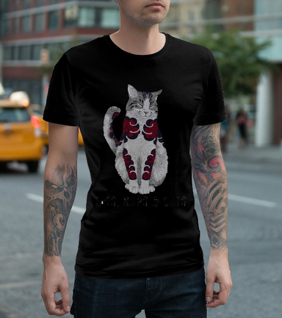 Tats Naps and Cats Inked Feline Charm T-Shirt
