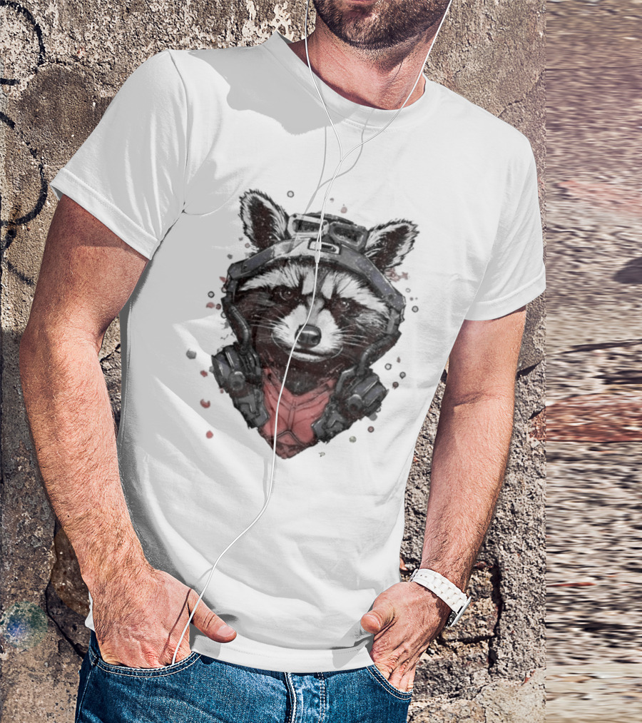 Rocket Raccoon Guardians Of The Galaxy Masked T-Shirt