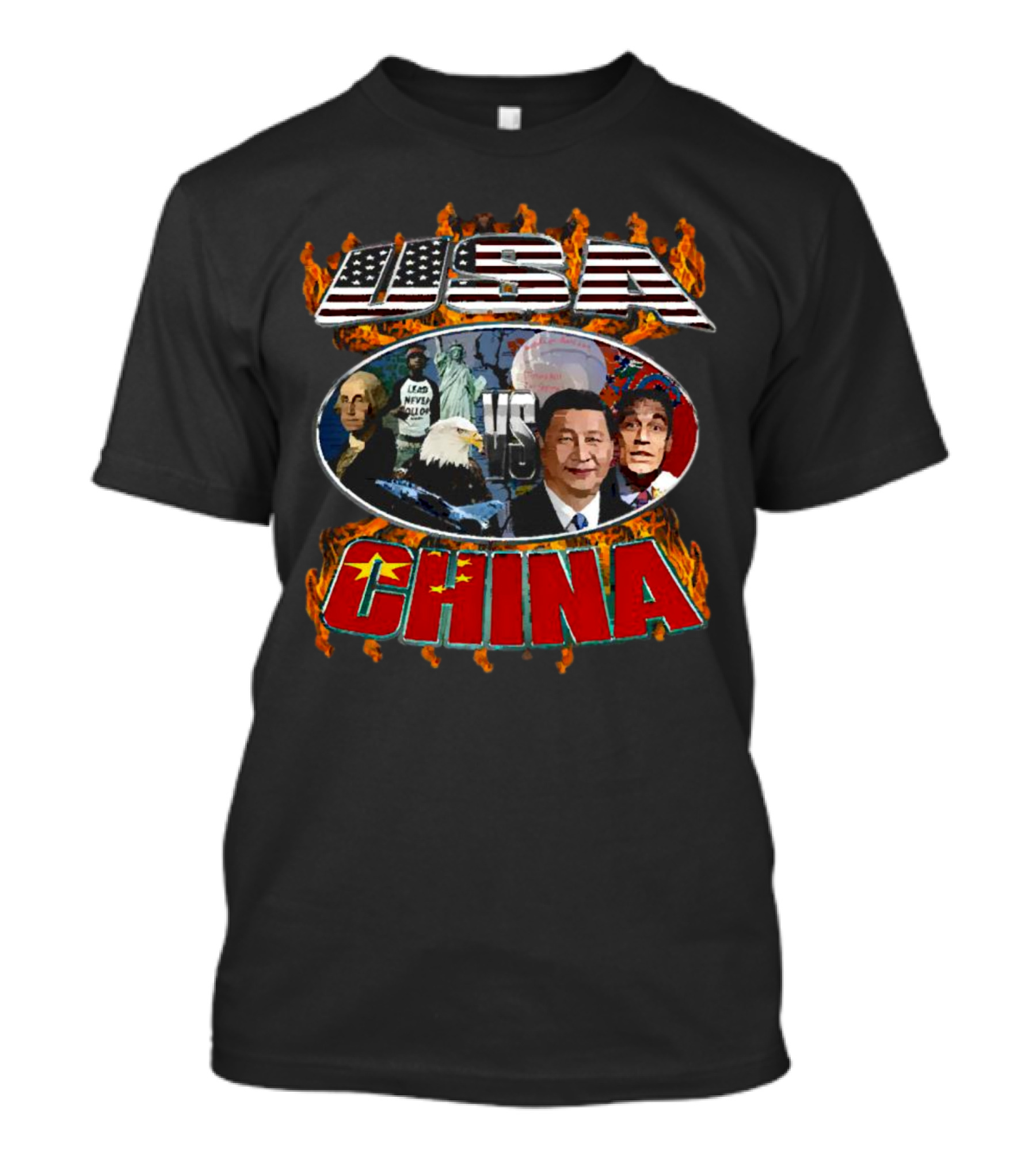 USA Vs China Statue Eagle Leaders Flame Showdown T-Shirt