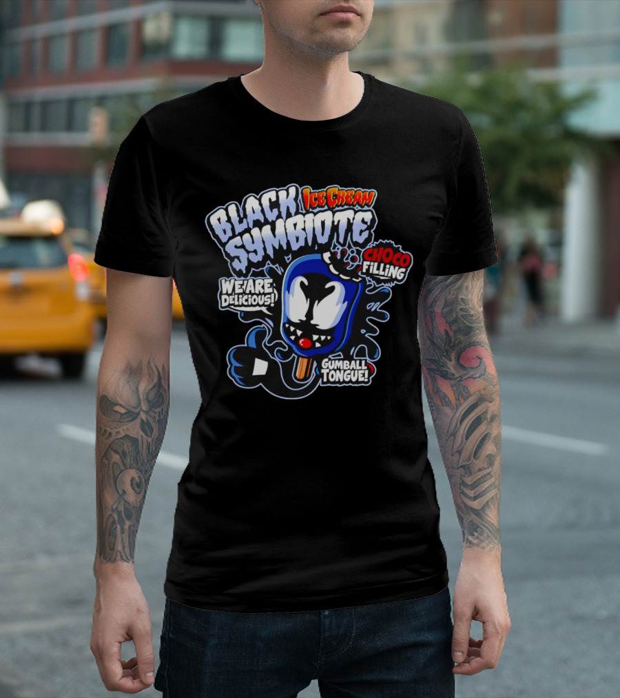 Black Symbiote Ice Cream Choco Filling Gumball Tongue We Are Delicious T-Shirt