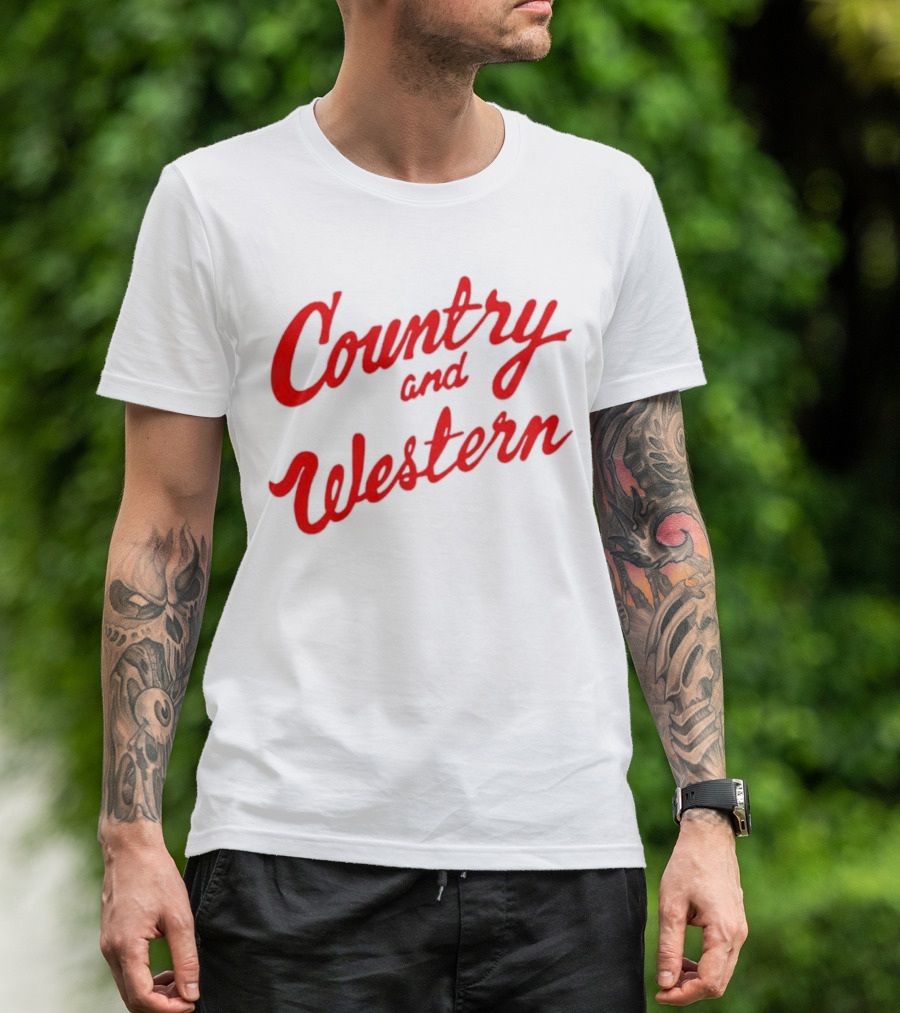 Country And Western Red Script T-Shirt