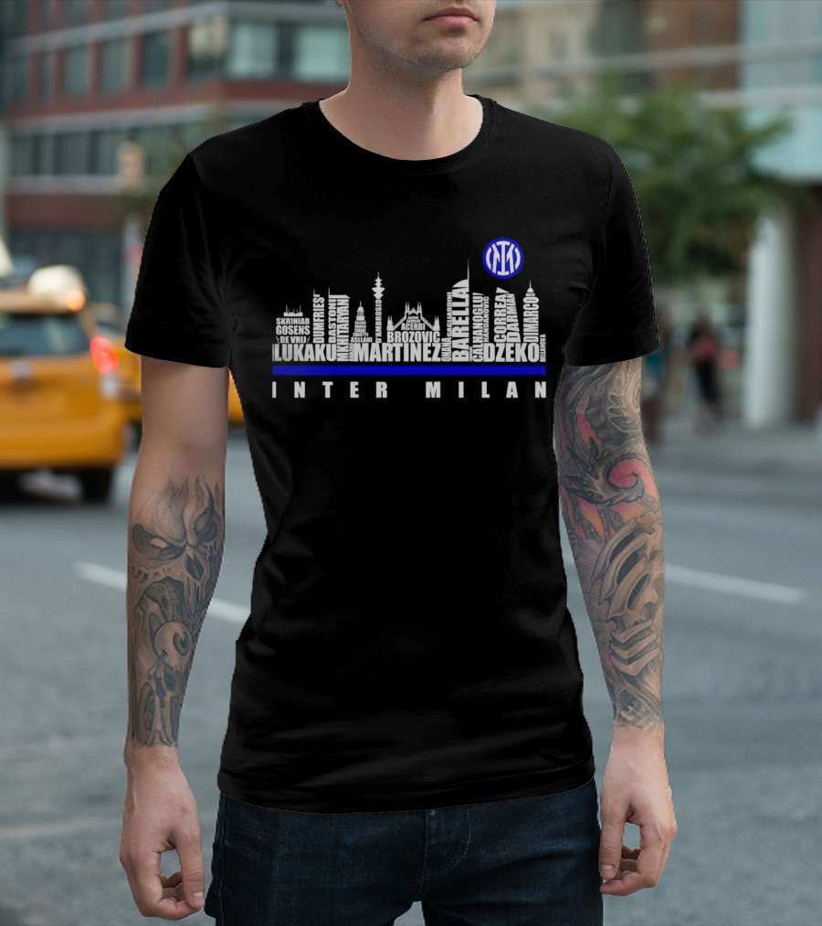 Edizione Limitata Inter Milan Team Skyline Lukaku Martinez Barella Dzeko Brozovic T-Shirt