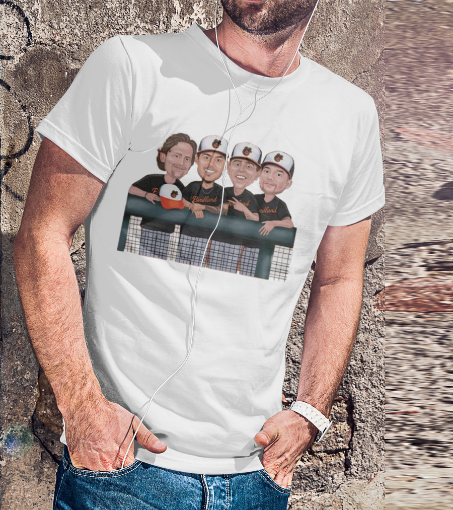 Dugout Boys Birdland Baltimore Orioles Players Cartoon Caricature T-Shirt
