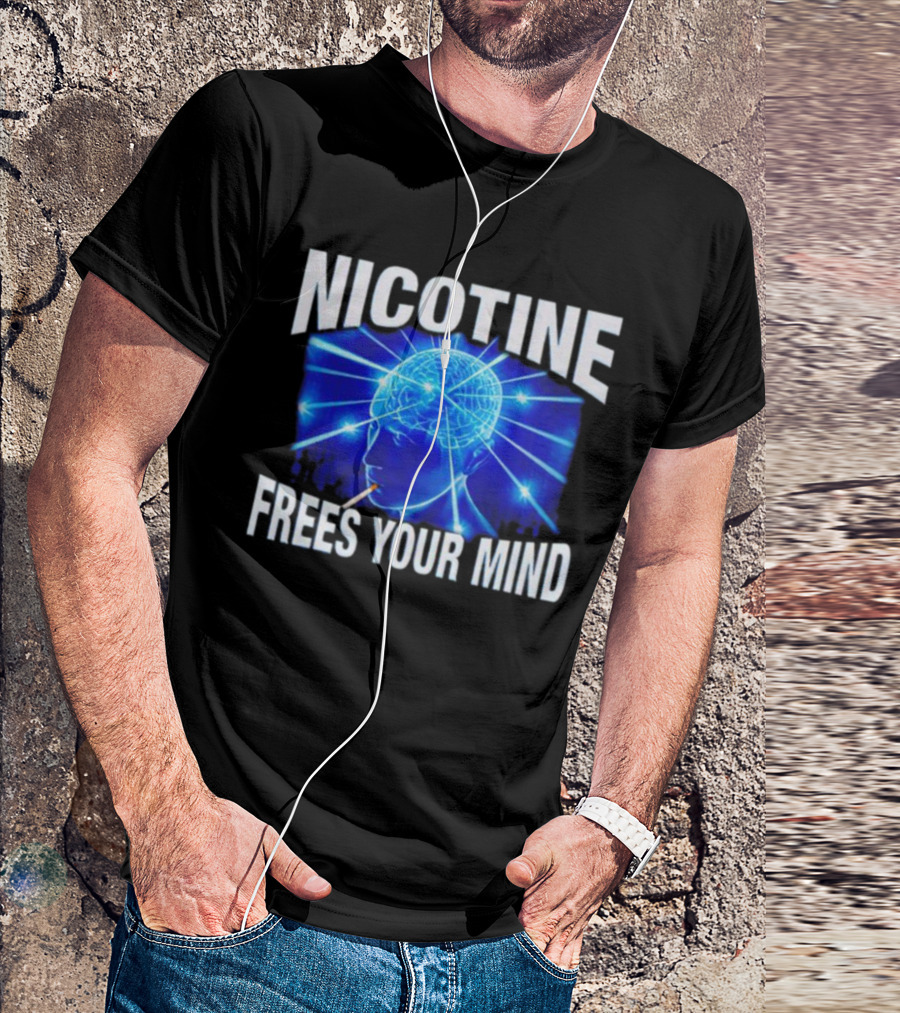 Nicotine Frees Your Mind Electric Brain Smoke Effect T-Shirt