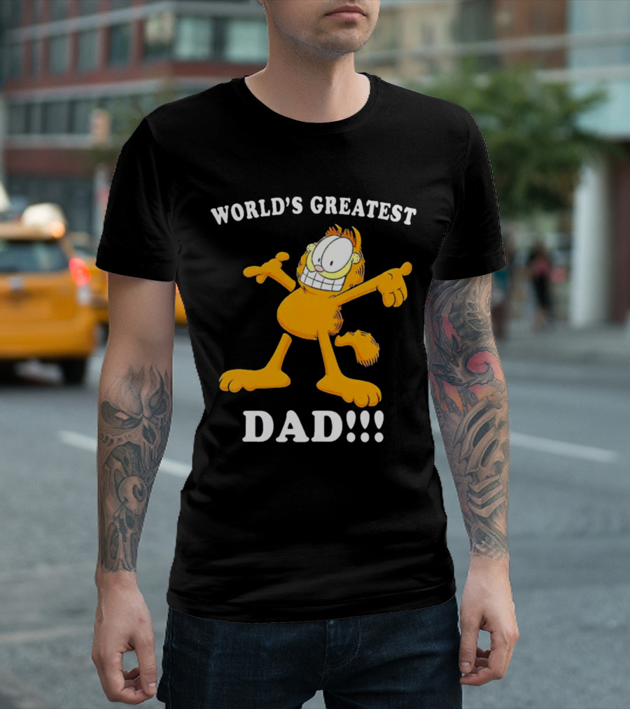 World's Greatest Dad Garfield Enthusiastic Pose T-Shirt