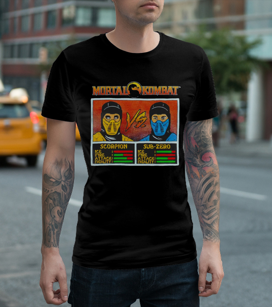 Mortal Kombat Scorpion vs Sub-Zero Character Stats T-Shirt