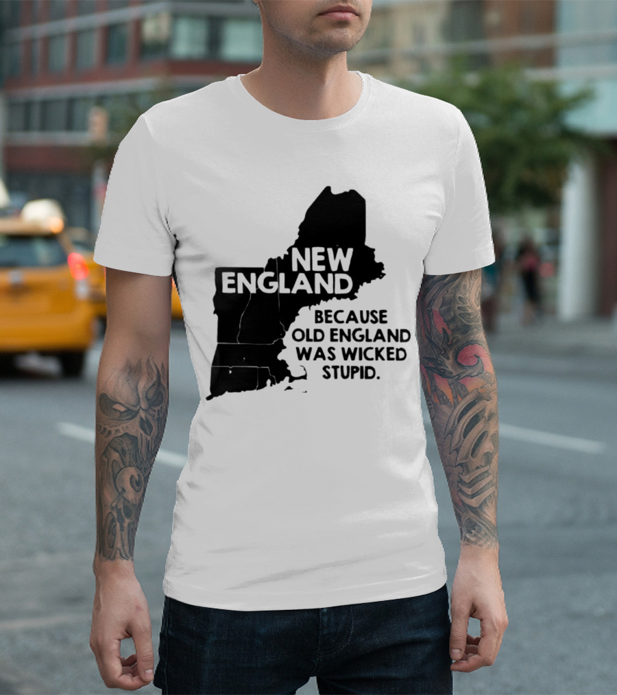 New England Map Outline Because Old England Was Wicked Stupid T-Shirt