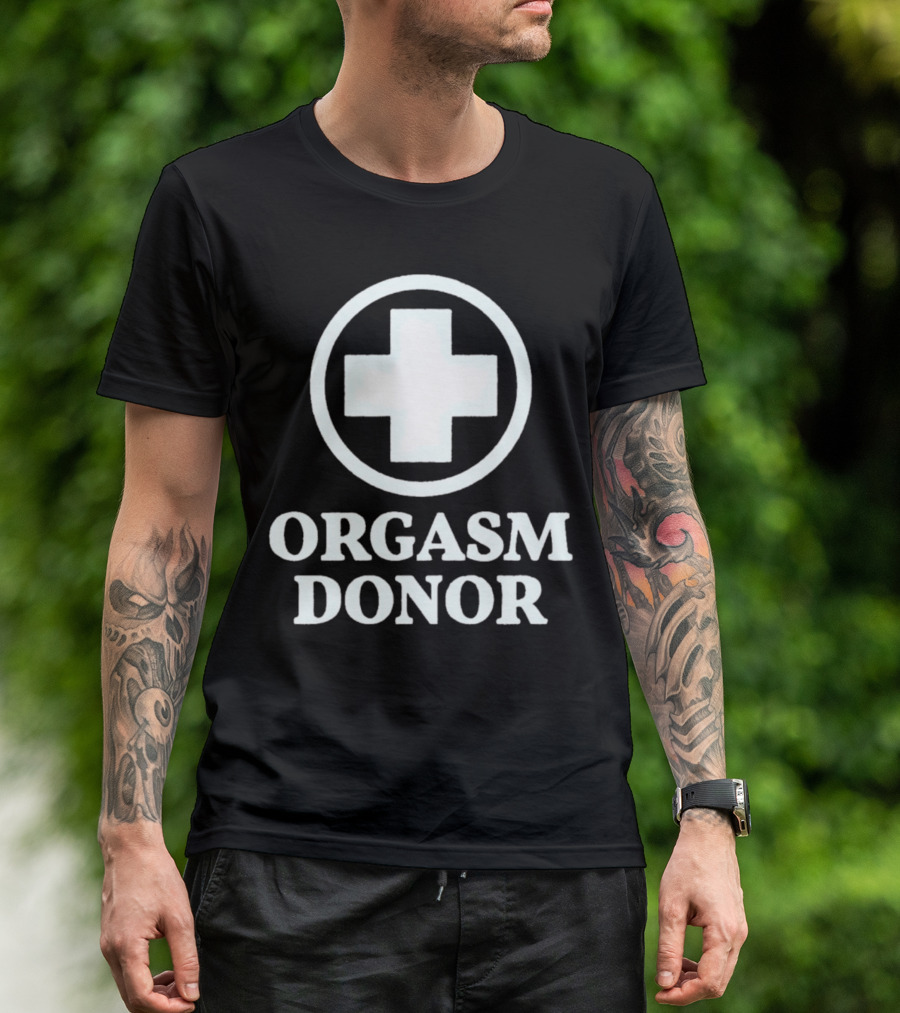 Orgasm Donor White Cross Circle T-Shirt