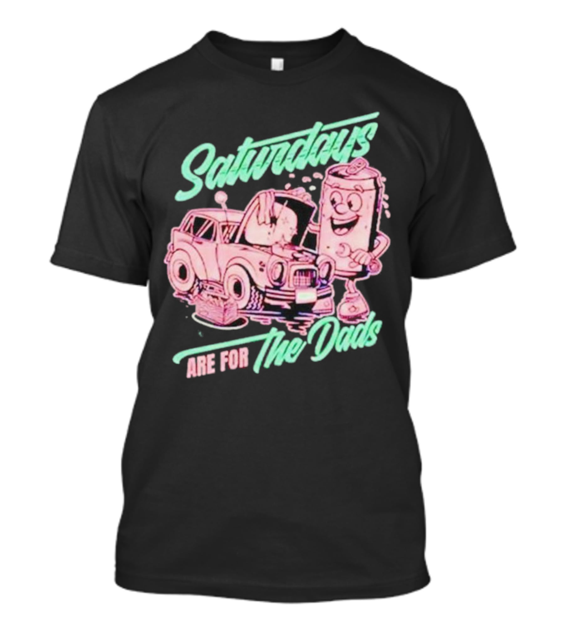Saturdays Are For The Dads Retro Car And Soda Can Guy T-Shirt