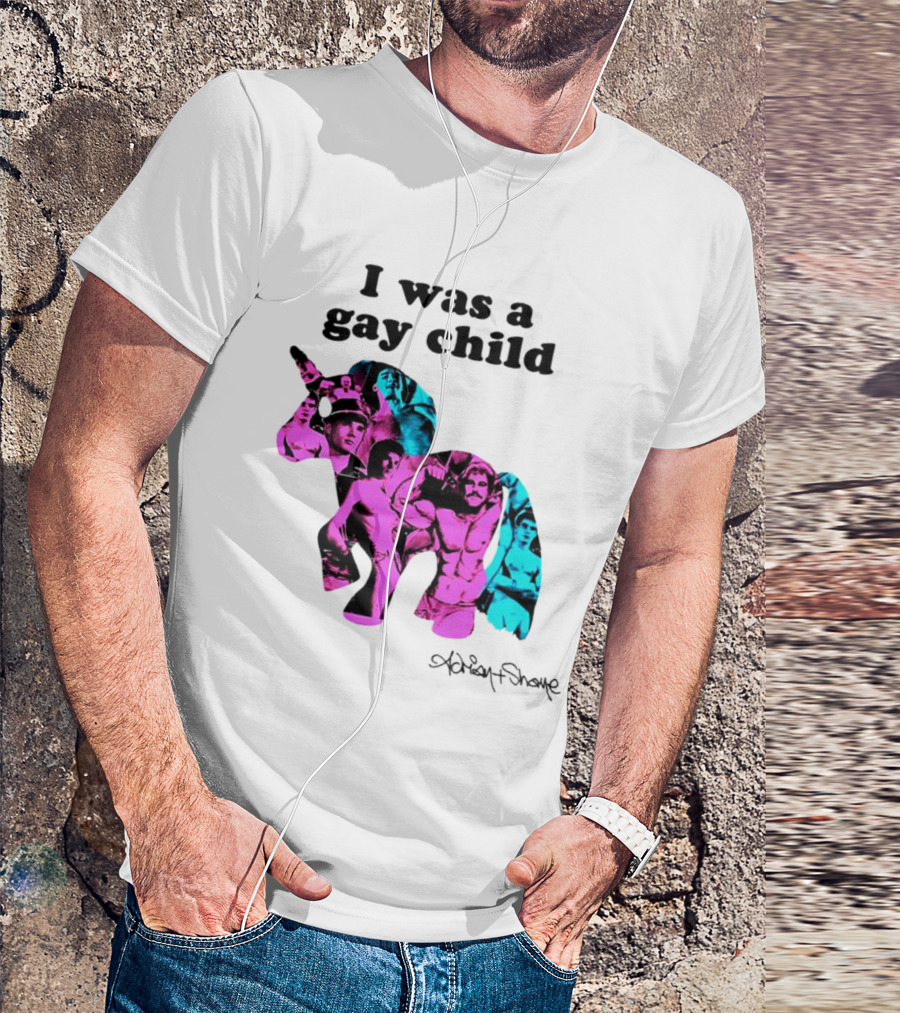 Adrian And Shane I Was A Gay Child Unicorn Collage T-Shirt