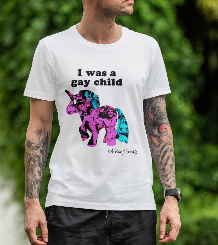 Adrian And Shane I Was A Gay Child Unicorn Collage T-Shirt
