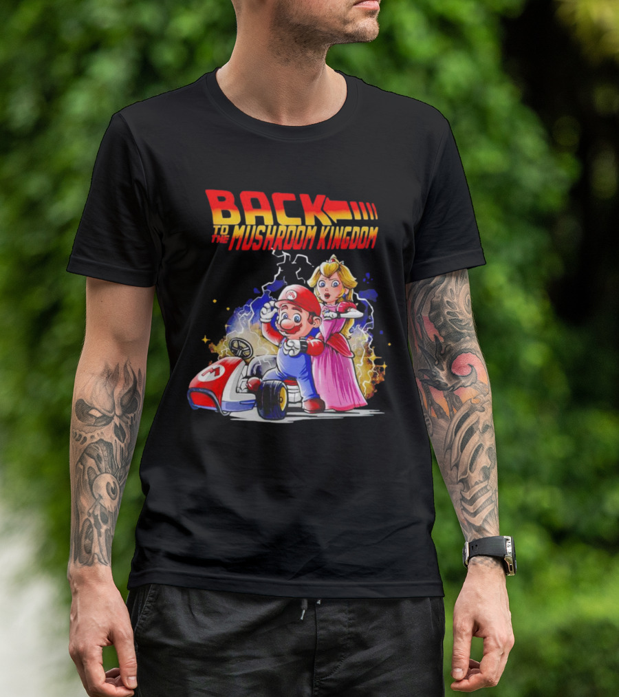 Back To The Mushroom Kingdom Mario Princess Kart Lightning Retro Adventure T-Shirt