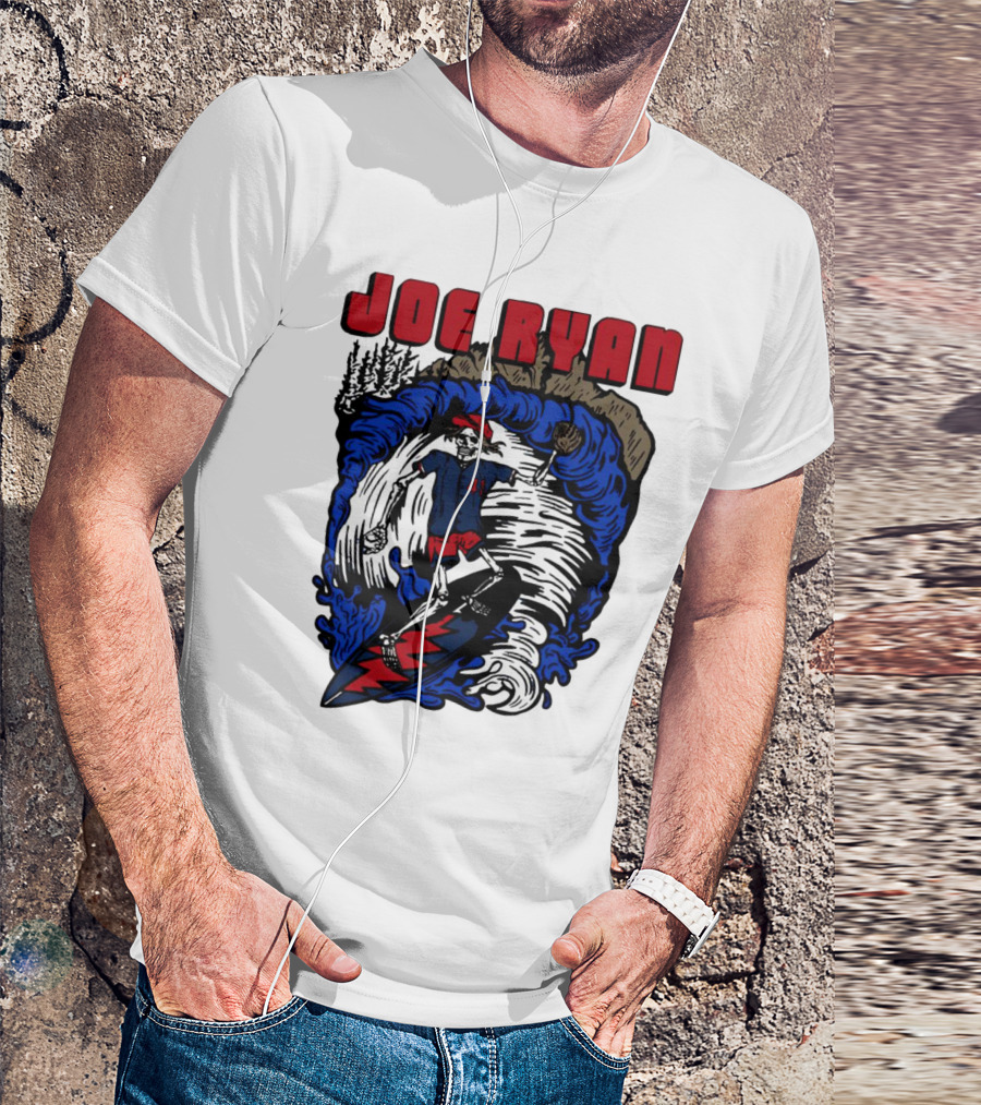 Joe Ryan Grateful Dead Surfing Skeleton Sports Style With Lightning Bolt And Baseball Glove T-Shirt