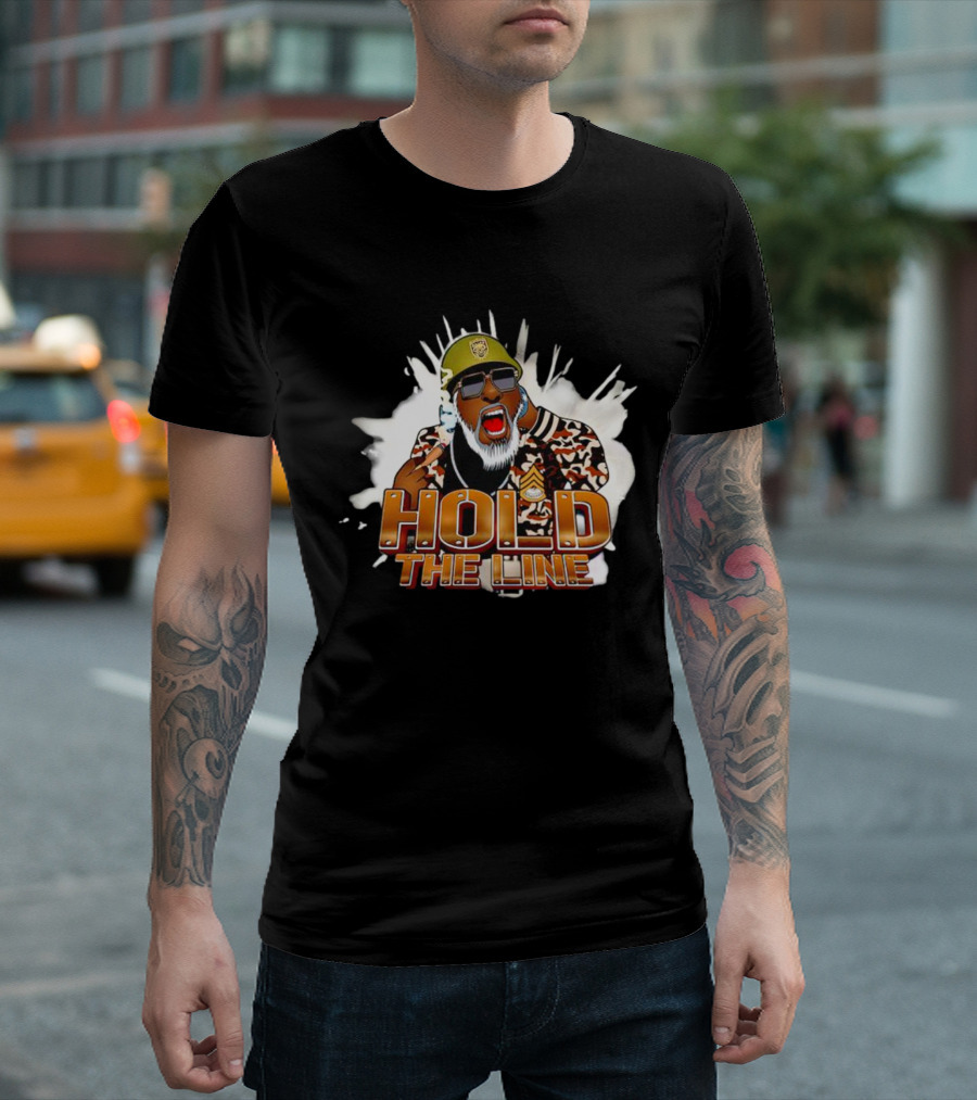 Hold the Line King David Style Camo Jacket and Helmet T-Shirt