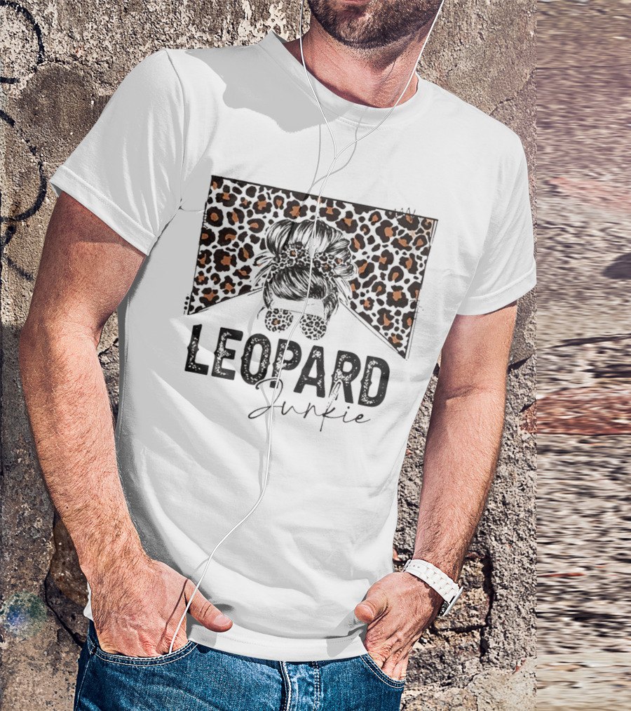 Leopard Junkie Messy Bun With Leopard Print Bow And Sunglasses T-Shirt