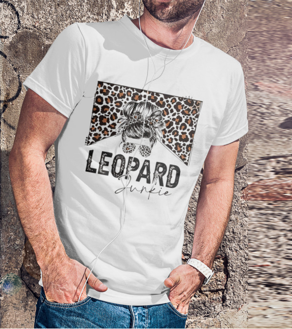 Leopard Junkie Messy Bun With Leopard Print Bow And Sunglasses T-Shirt