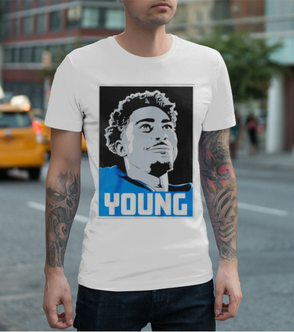 Bryce Young Football Portrait Black And Blue Young T-Shirt