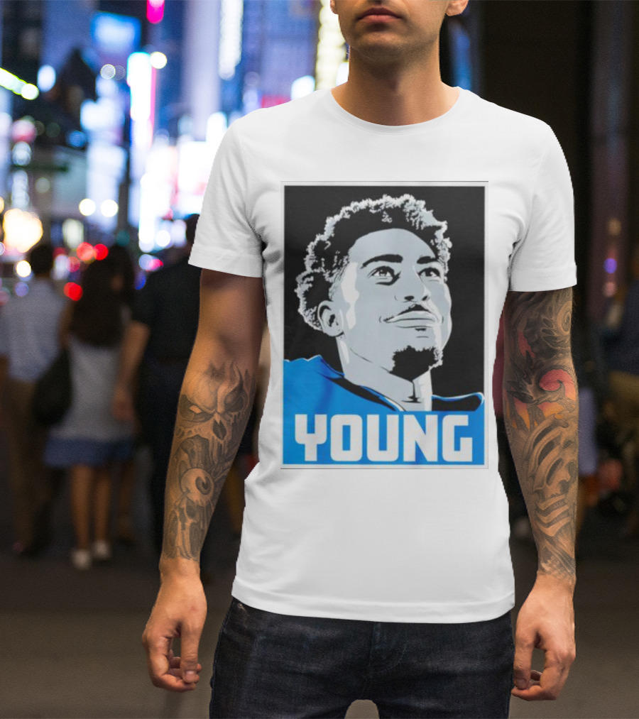 Bryce Young Football Portrait Black And Blue Young T-Shirt
