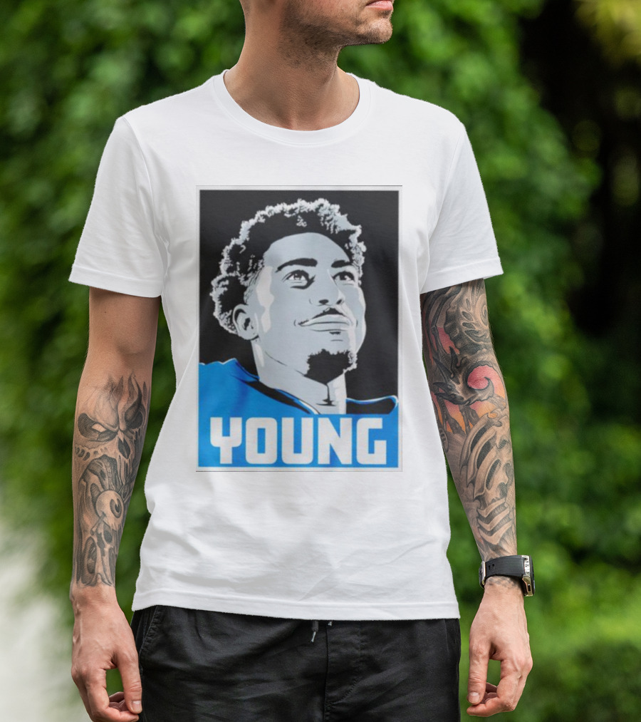 Bryce Young Football Portrait Black And Blue Young T-Shirt