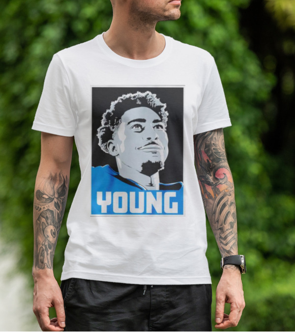 Bryce Young Football Portrait Black And Blue Young T-Shirt