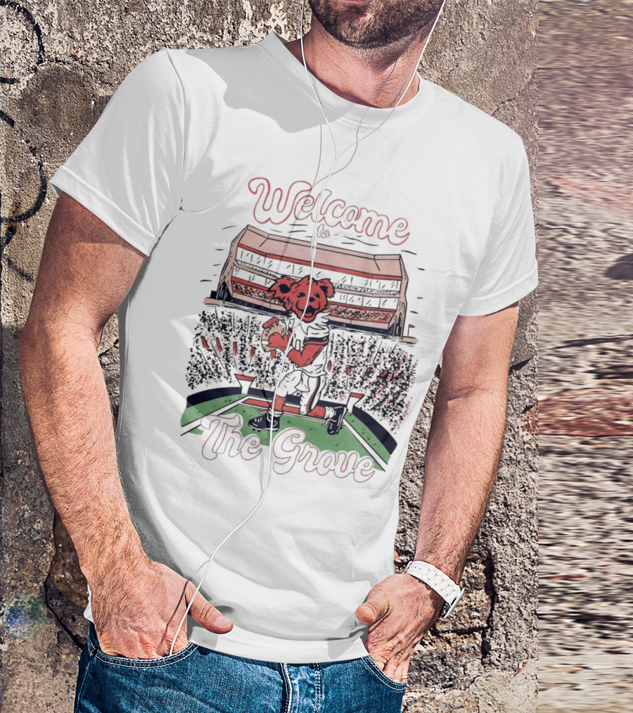 Welcome To The Grove Grateful Dead Bear Football Stadium T-Shirt