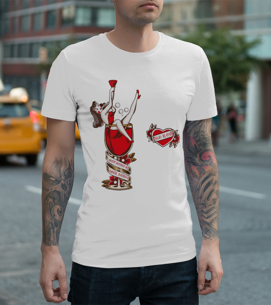 Hot Moms And Beer Bongs Old Row Retro Pin-Up T-Shirt