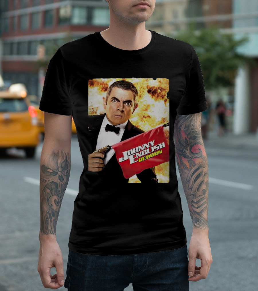 Johnny English Reborn Explosion Mr. Bean Gun Tuxedo T-Shirt