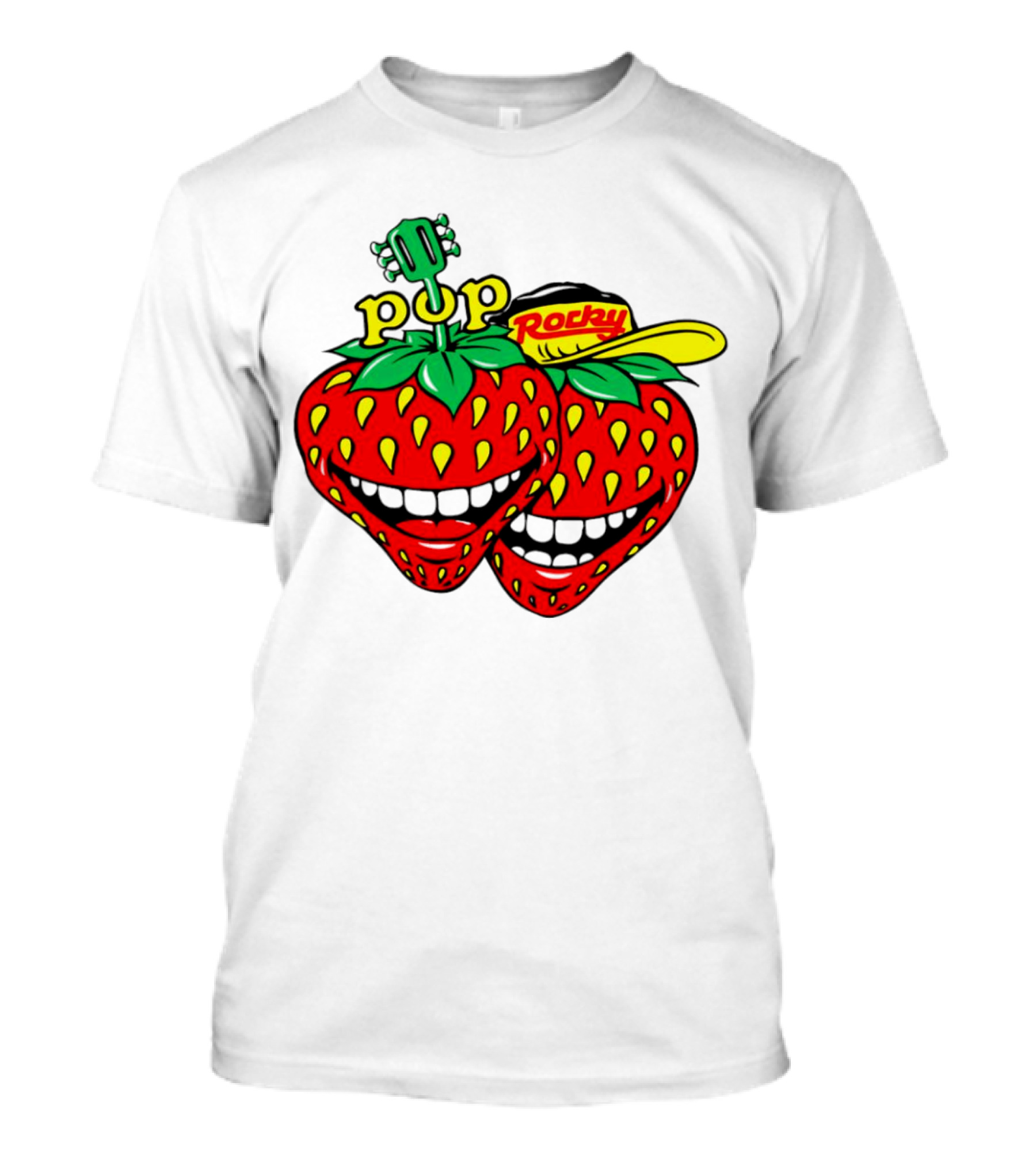 Strawberry Pop Rocky With Guitar And Caps T-Shirt