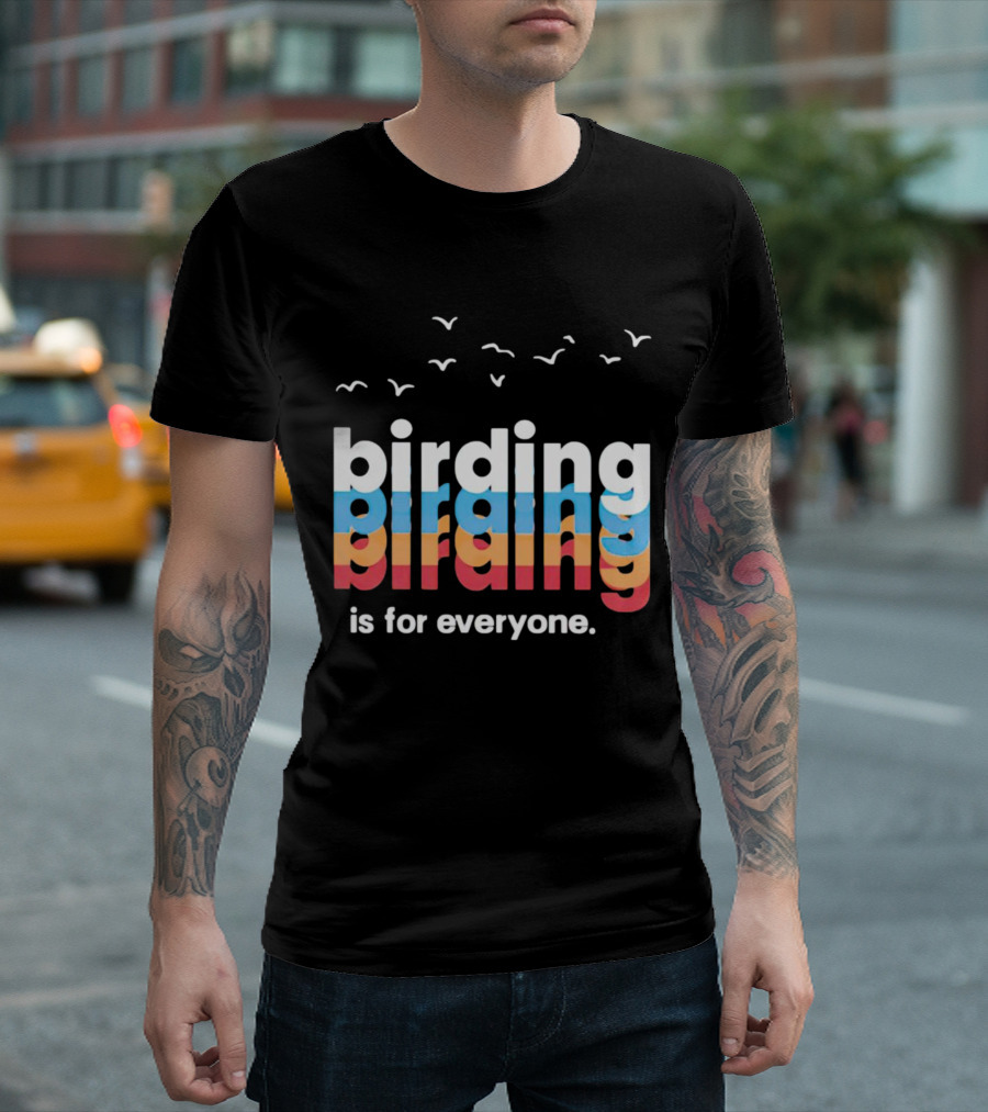birding is for everyone vintage style with birds flying above T-Shirt