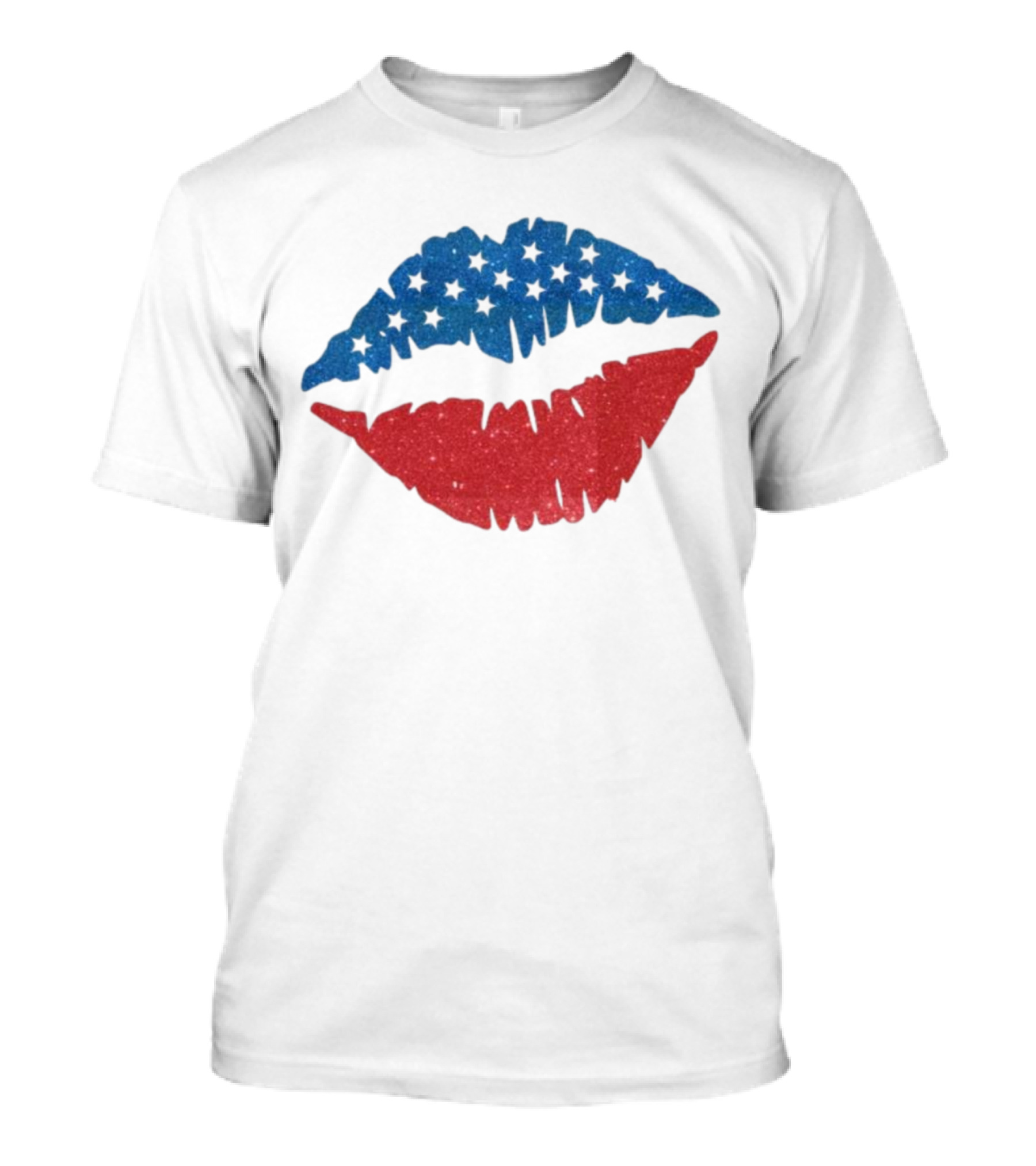 4th Of July Glitter Lips American Flag Holiday T-Shirt