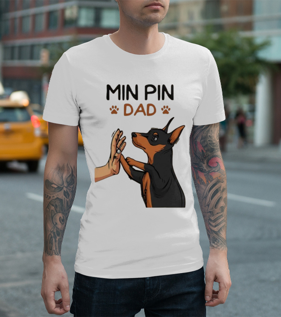 MIN PIN DAD Father's Day Dog Paw T-Shirt