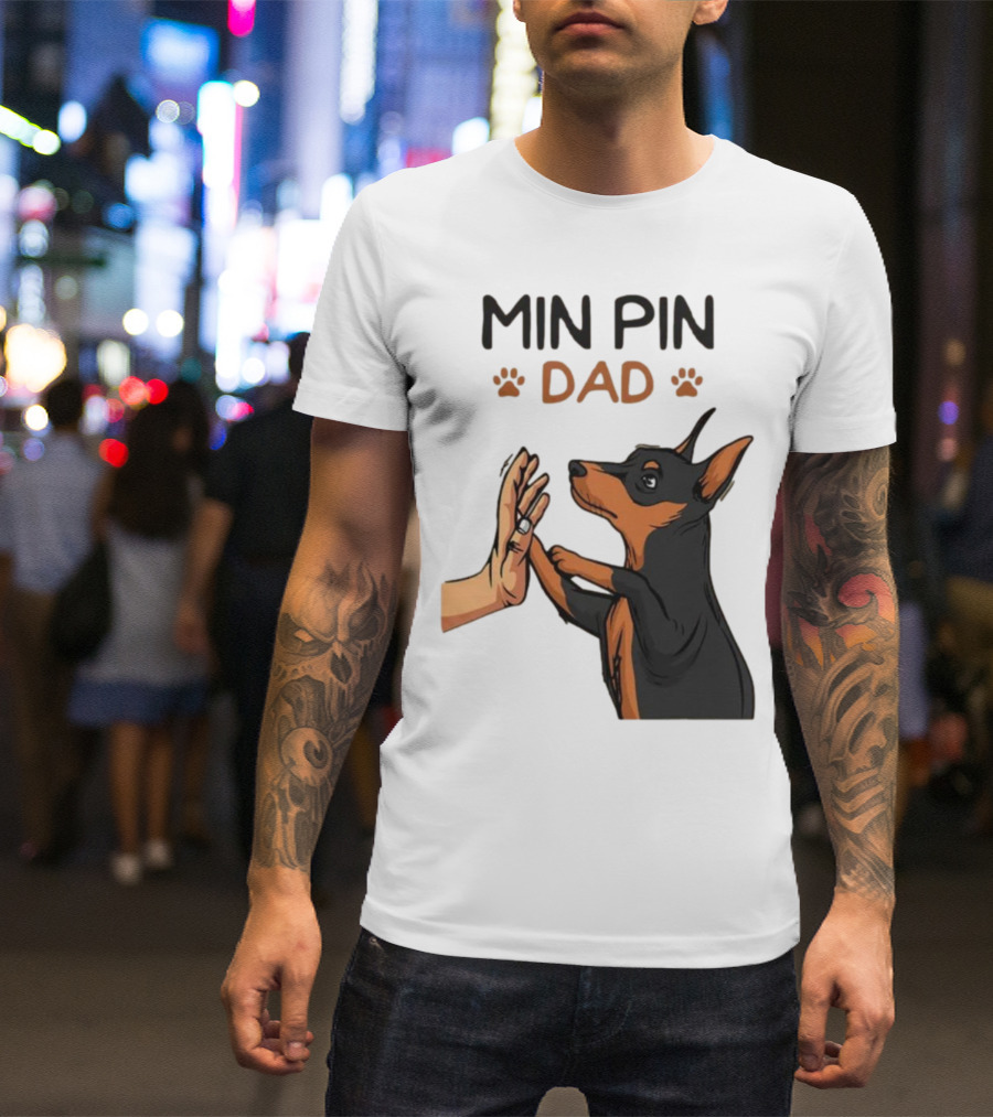 MIN PIN DAD Father's Day Dog Paw T-Shirt