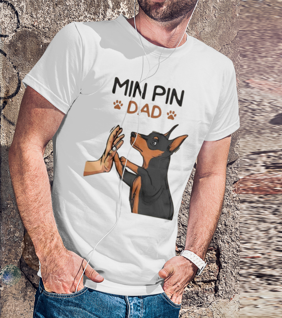 MIN PIN DAD Father's Day Dog Paw T-Shirt