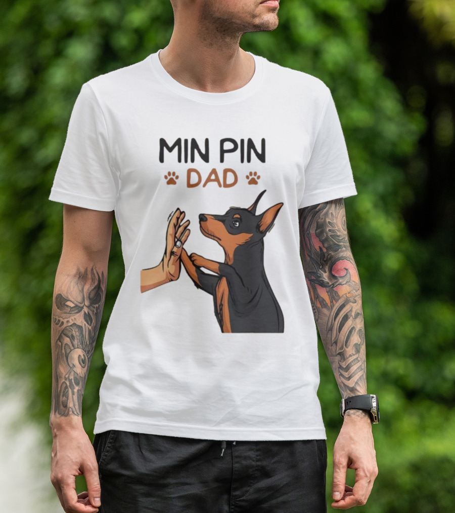 MIN PIN DAD Father's Day Dog Paw T-Shirt