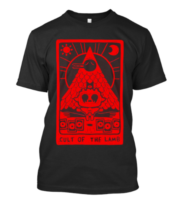 Cult Of The Lamb Red Tarot Pyramid With Sun And Moon Symbols T-Shirt
