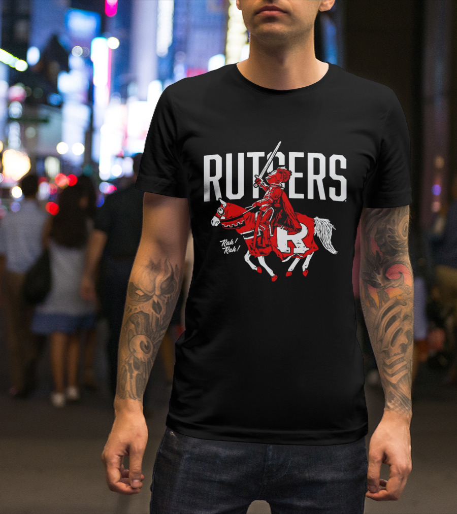 Rutgers Knights Rah Rah Iconic Sword-Wielding Mascot On Horseback T-Shirt