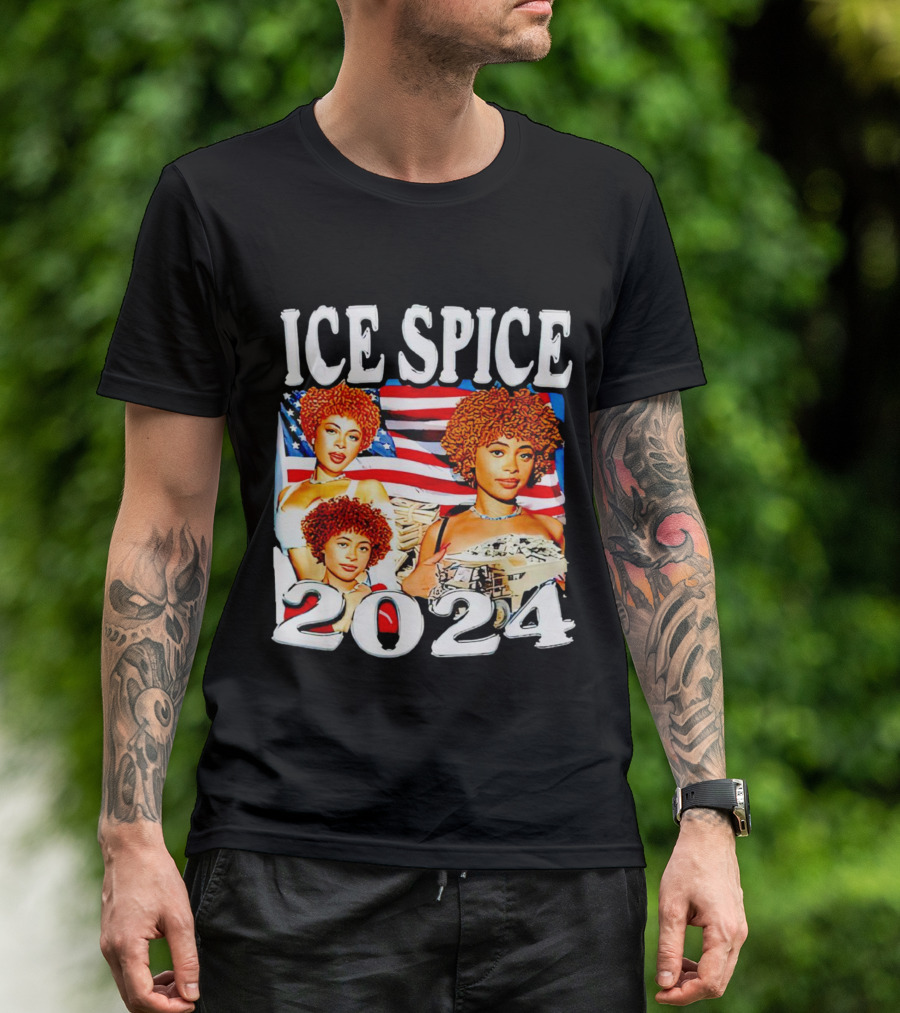 Ice Spice 2024 Vintage American Flag T-Shirt