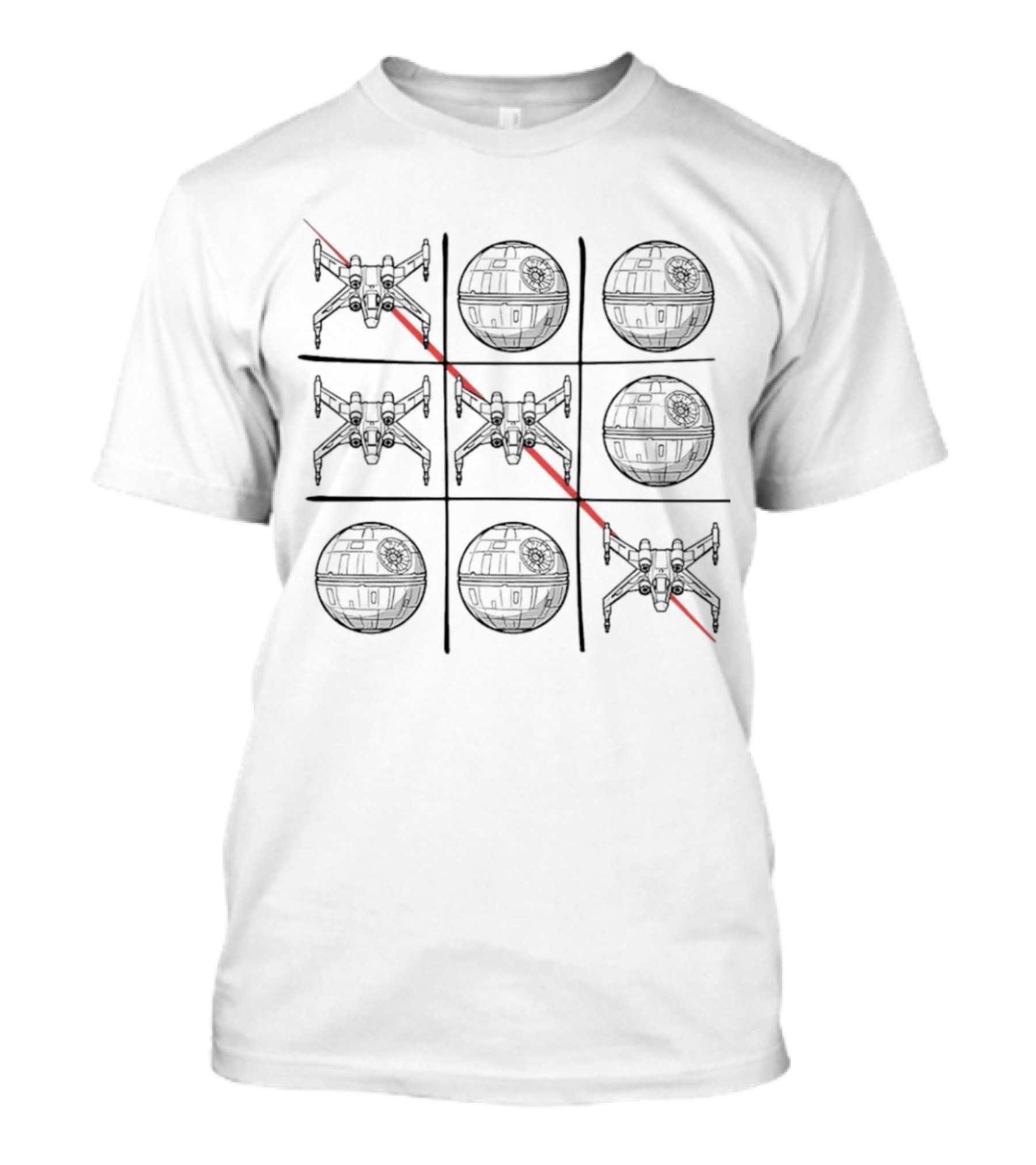 Tic Tac Wars X-Wing Vs Death Star Game Board T-Shirt