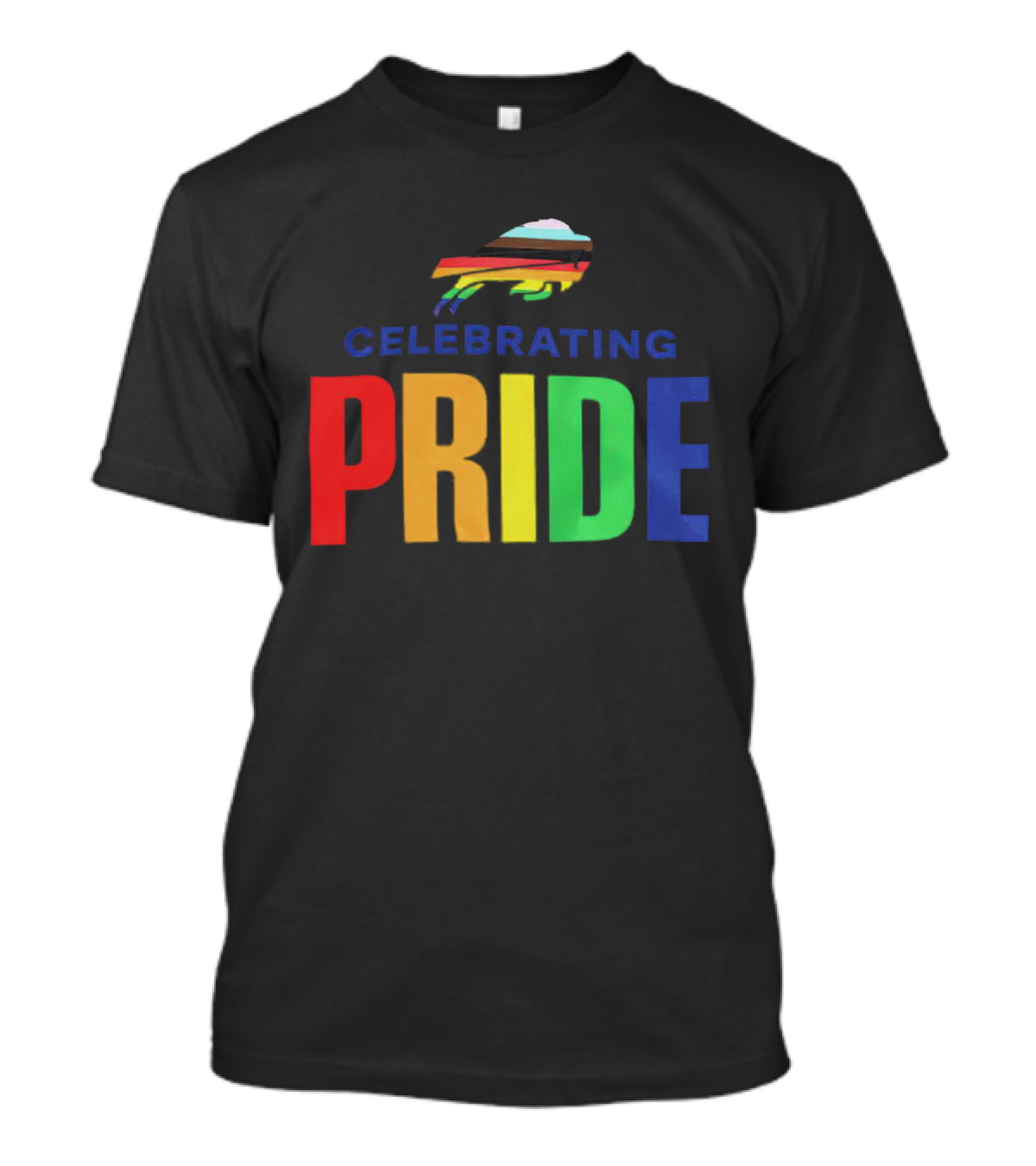 Celebrating Pride Buffalo Rainbow Stripes T-Shirt